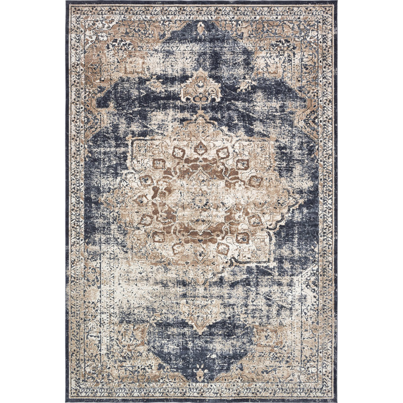 Laurel Foundry Modern Farmhouse Abbeville Power Loom Dark Blue Area Rug